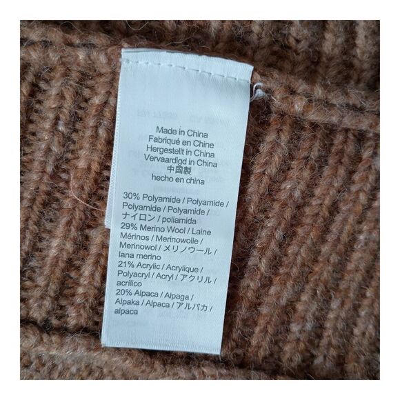 J. Crew Relaxed Oversized Merino Wool Alpaca Pullover Poncho Tan Brown XS/S - Picture 5 of 5